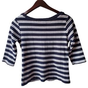 Vintage/Y2K Tommy Hilfiger Boatneck Stretchy Nautical Striped Top Size Medium
